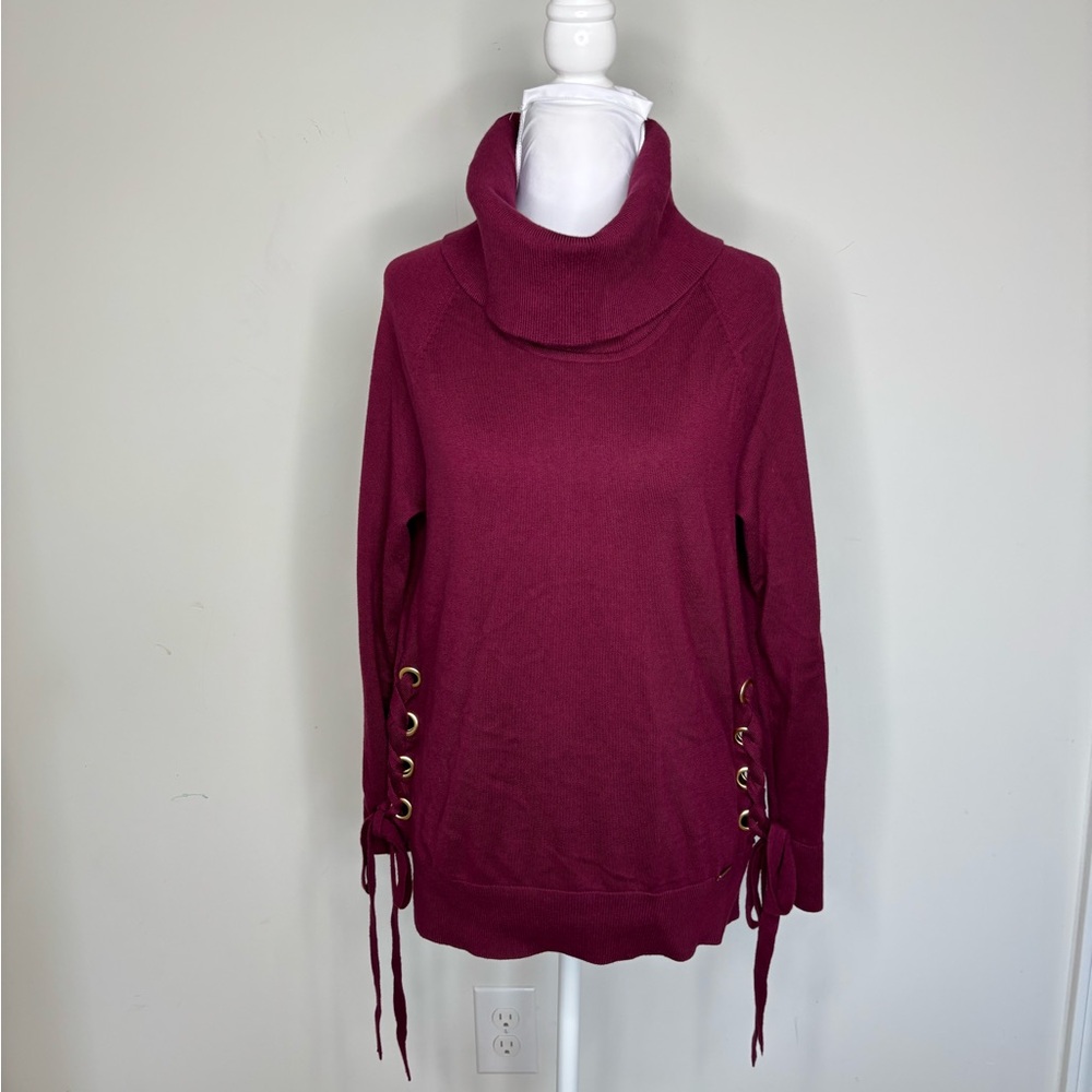 BN2 Michael Kors Cabincore Preppy Knit Burgundy Knit Women Medium